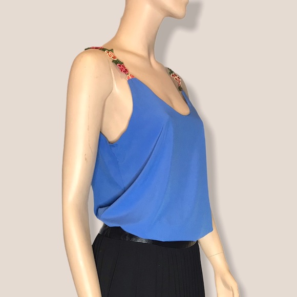 Medium Blue Embroidered Camisole Summer Blouse - Picture 3 of 8